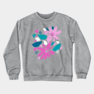 Floral pattern - hand painted flowers - colorful abstract flower pattern design Crewneck Sweatshirt